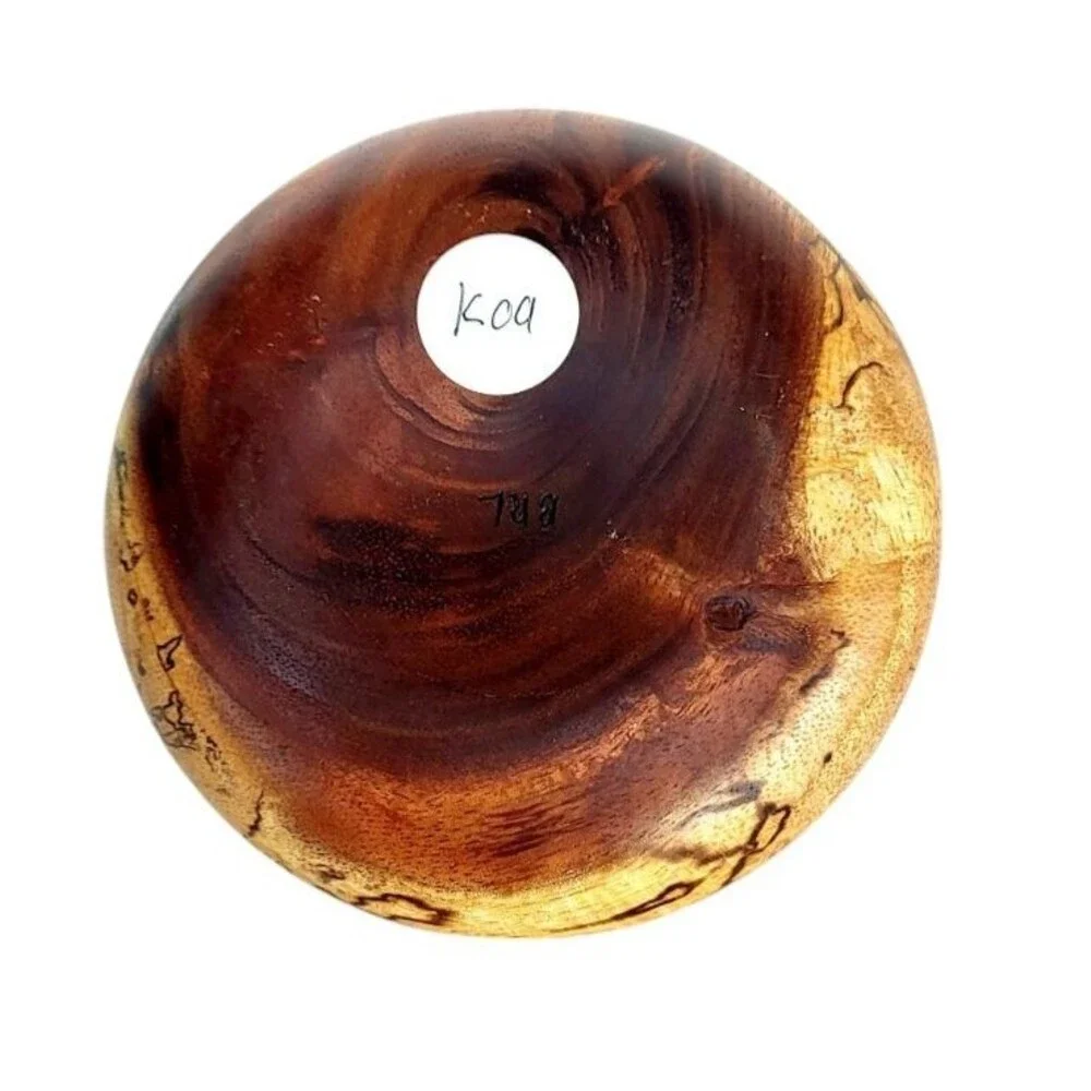 Vintage MCM KOA Wood Natural Edge Rustic Modernist Bud Vases Glass Insert Signed